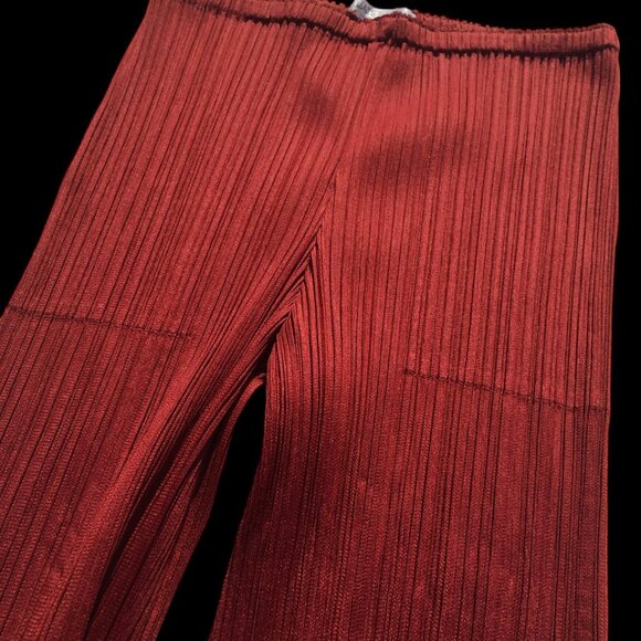 PLEATS PLEASE Issey Miyake Women's Maroon Dark Red Pants Pleated Size 4 S M L - Picture 2 of 9